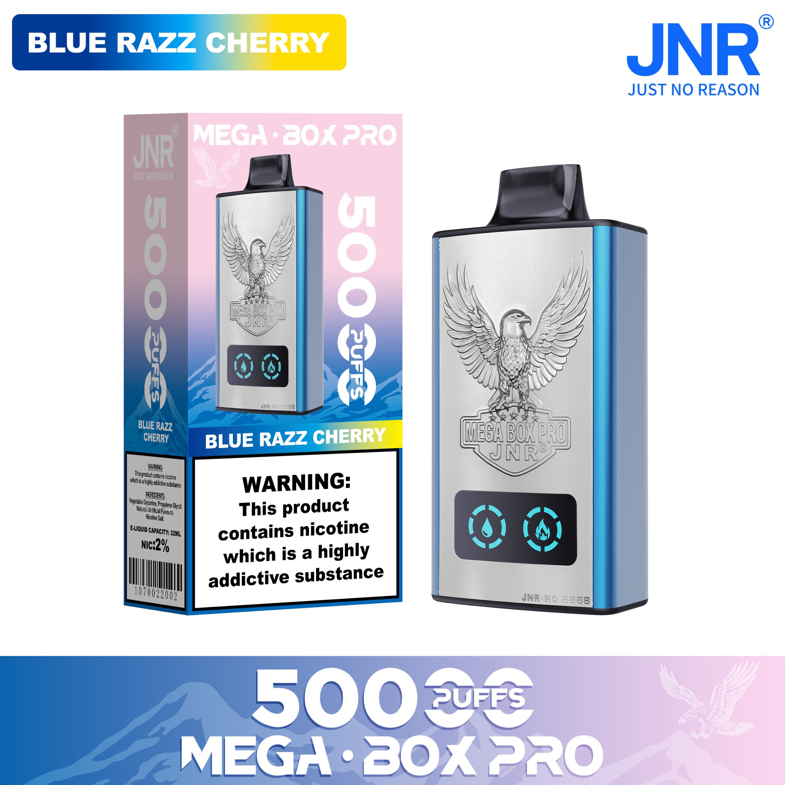 JNR Mega Box Pro 50000 Blue Razz Cherry