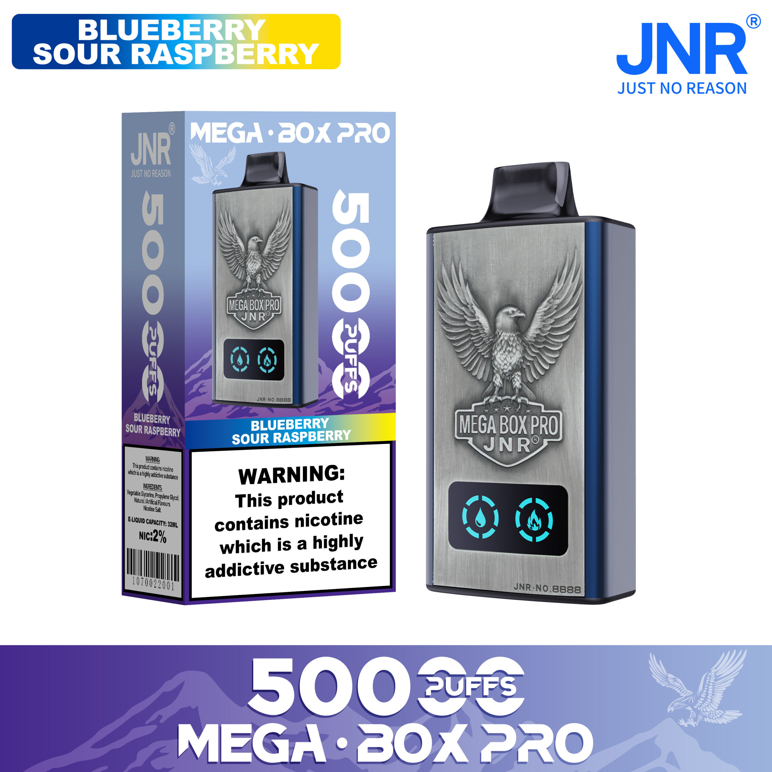JNR Mega Box Pro 50000 Blueberry Sour Raspberry