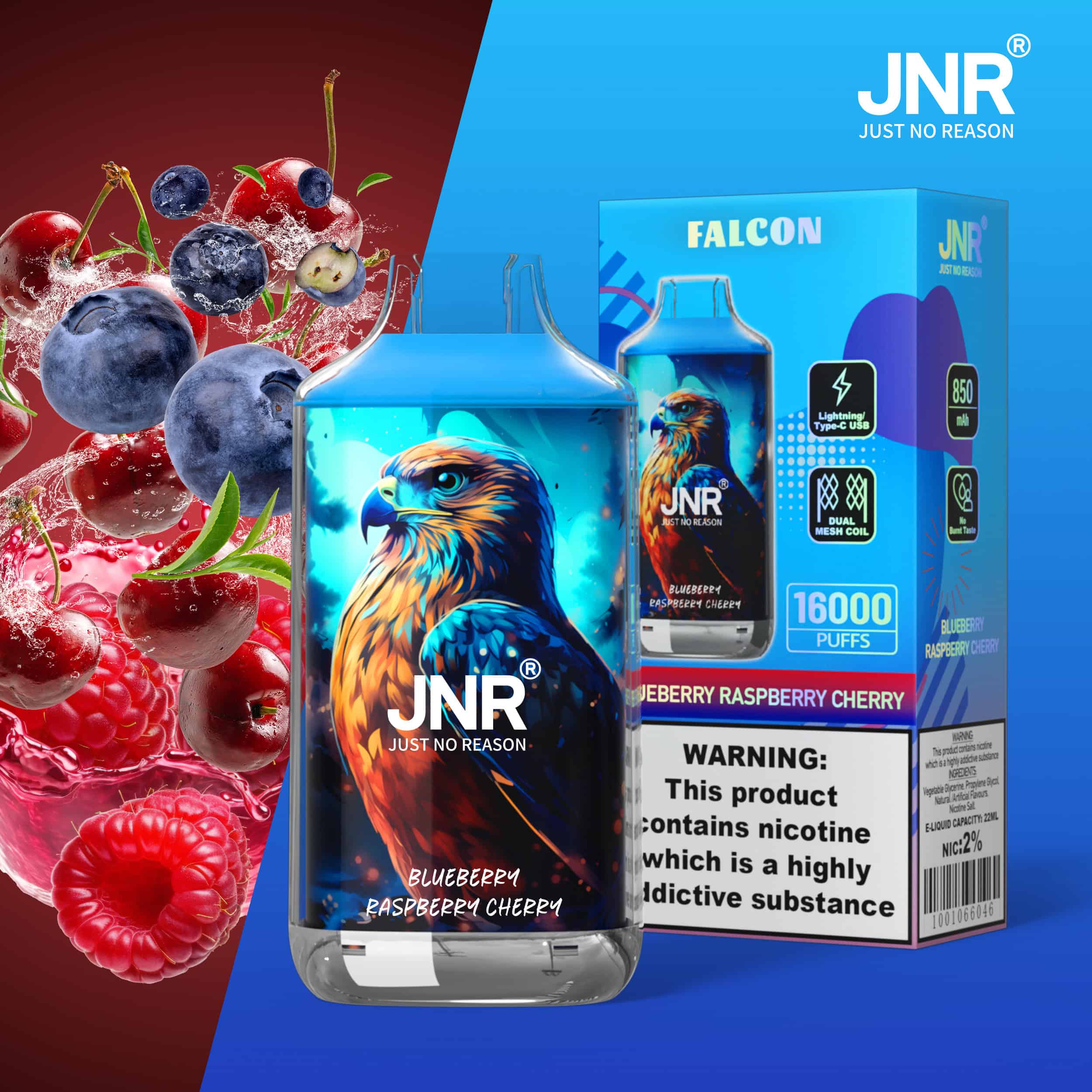 JNR Falcon 16000 Blueberry Raspberry Cherry