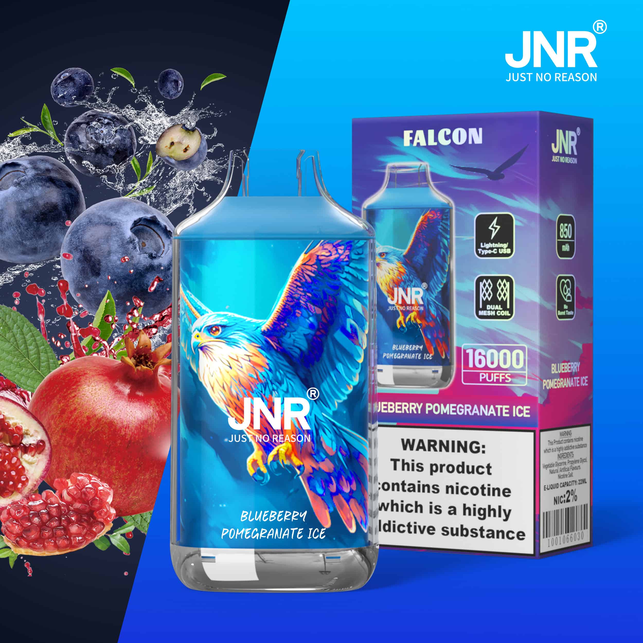 JNR Falcon 16000 Blueberry Pomegranate Ice