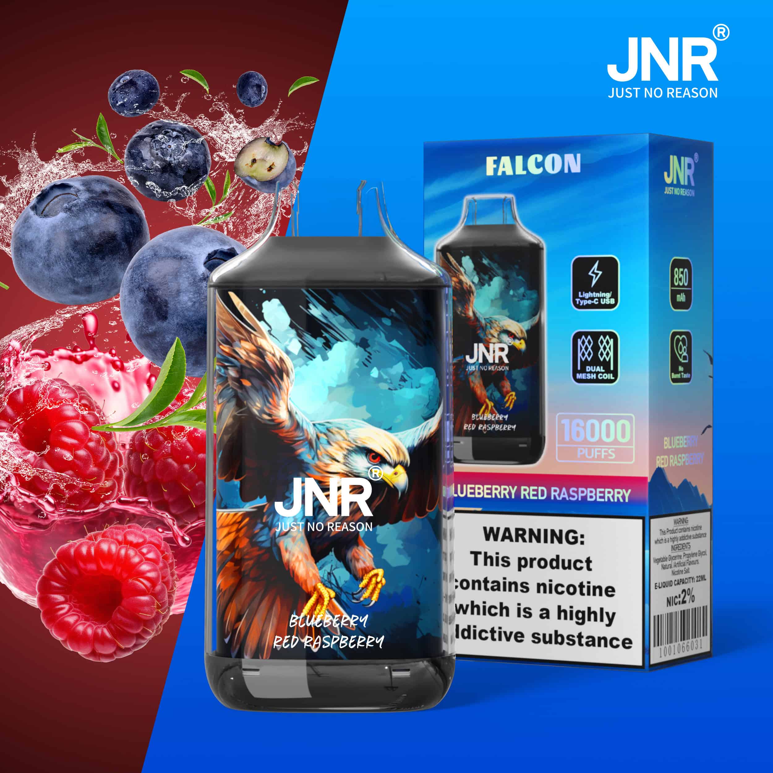 JNR Falcon 16000 Blueberry Red Raspberry
