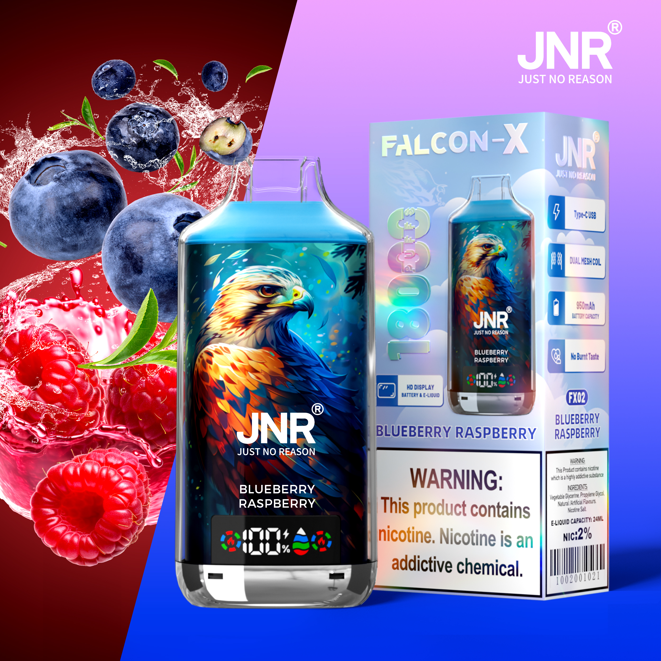JNR Falcon-X 18000 Blueberry Raspberry – Bild 2