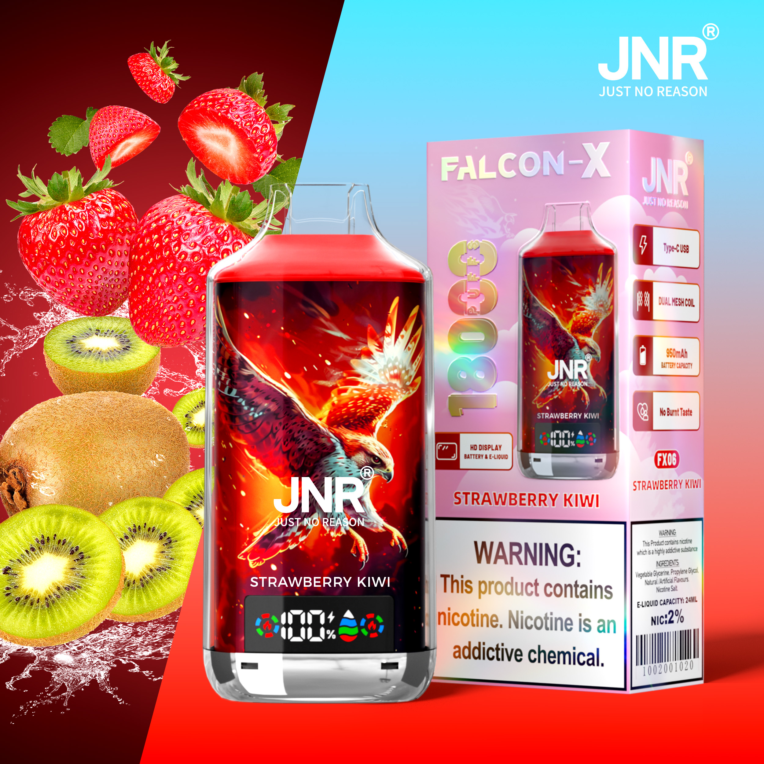 JNR Falcon-X 18000 Strawberry Kiwi – Bild 2