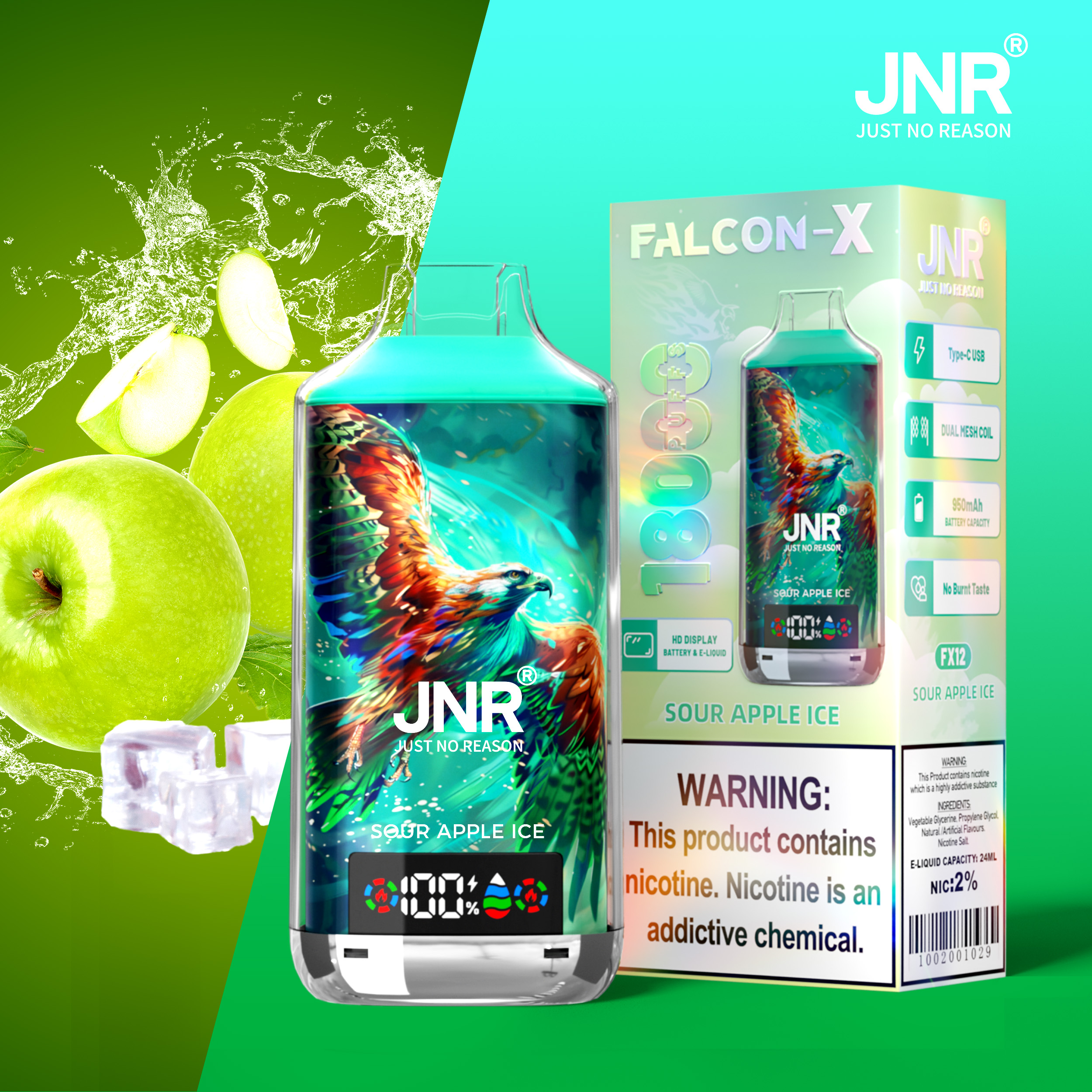JNR Falcon-X 18000 Sour Apple Ice – Image 2
