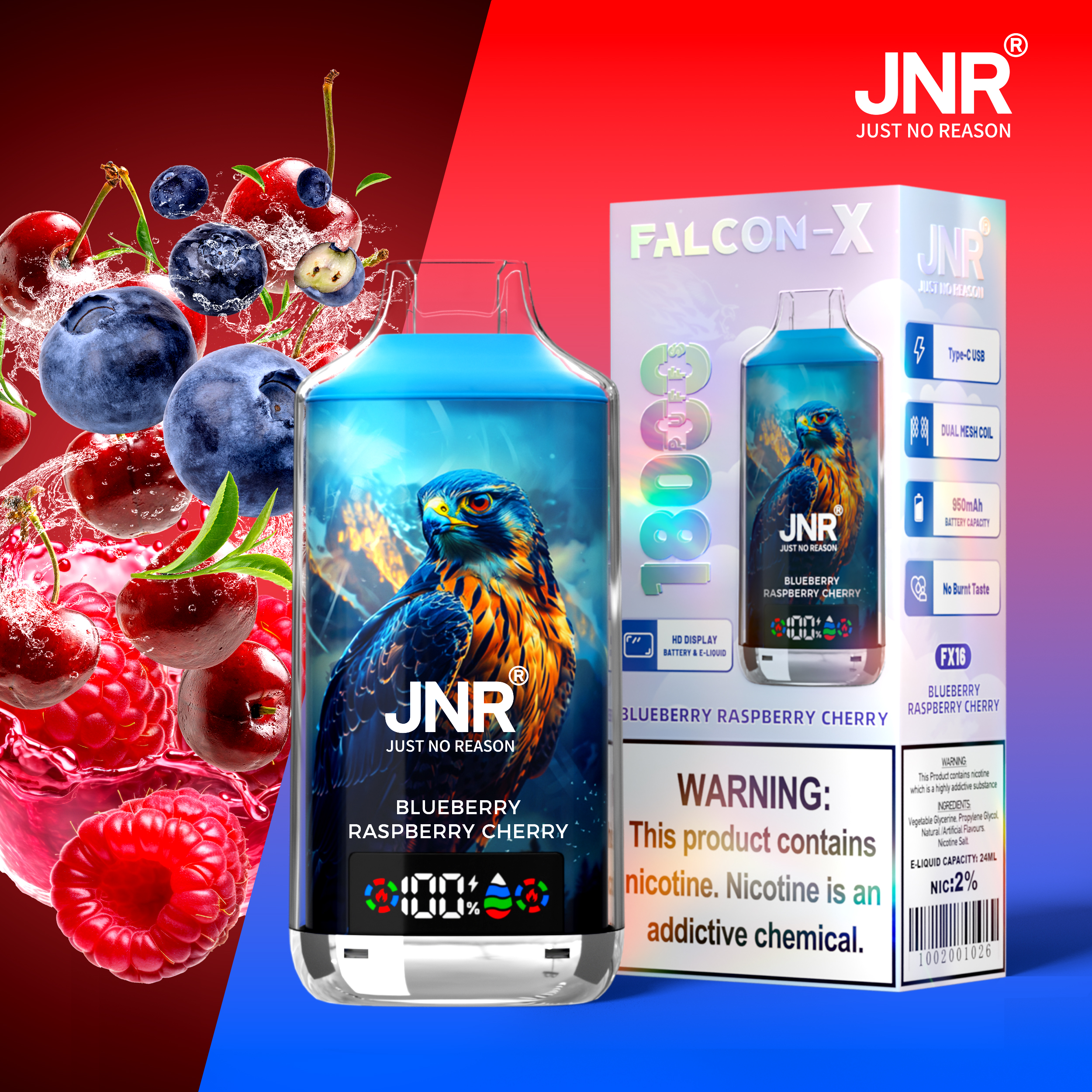JNR Falcon-X 18000 Blueberry Raspberry Cherry