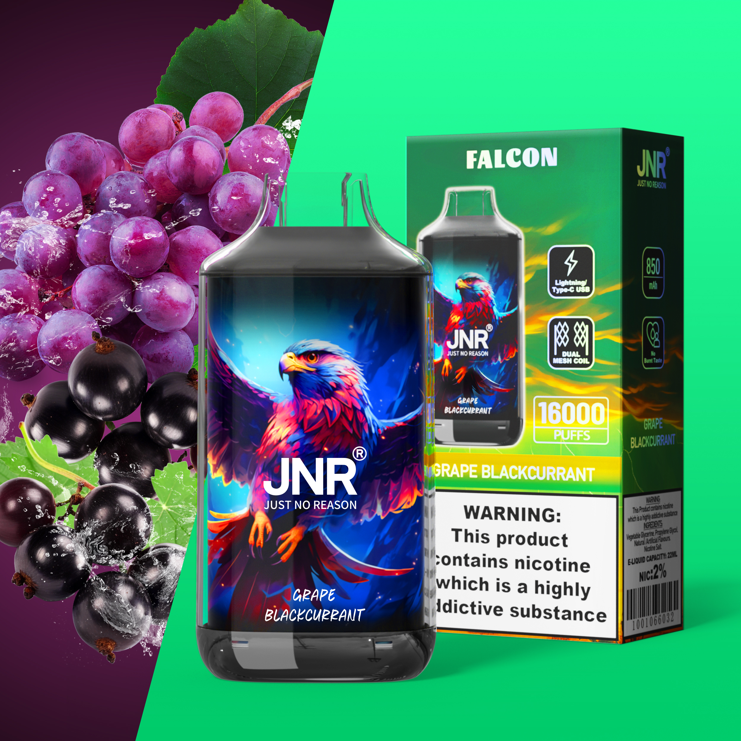 JNR Falcon 16000 Grape Blackcurrant