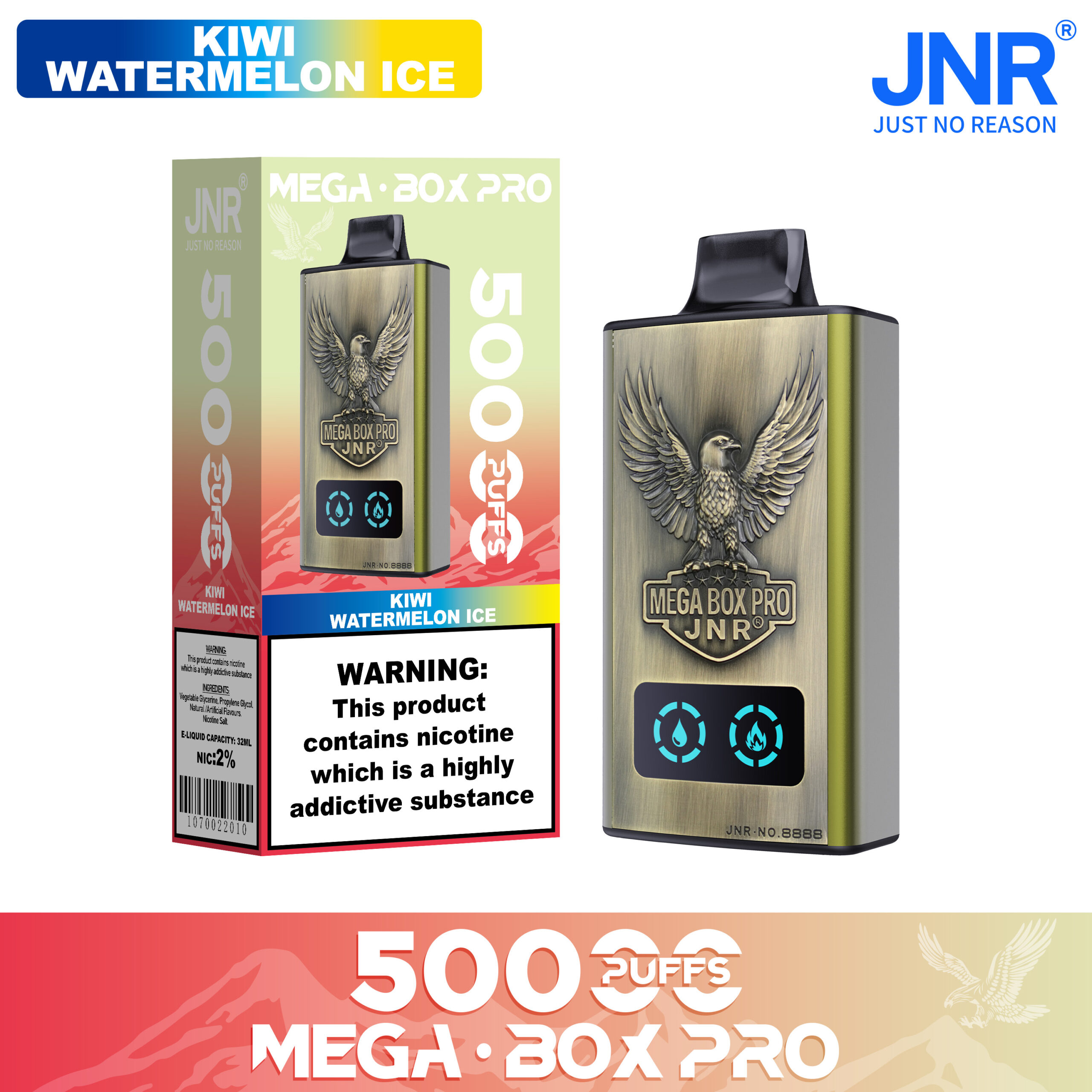 JNR Mega Box Pro 50000 Kiwi Watermelon Ice