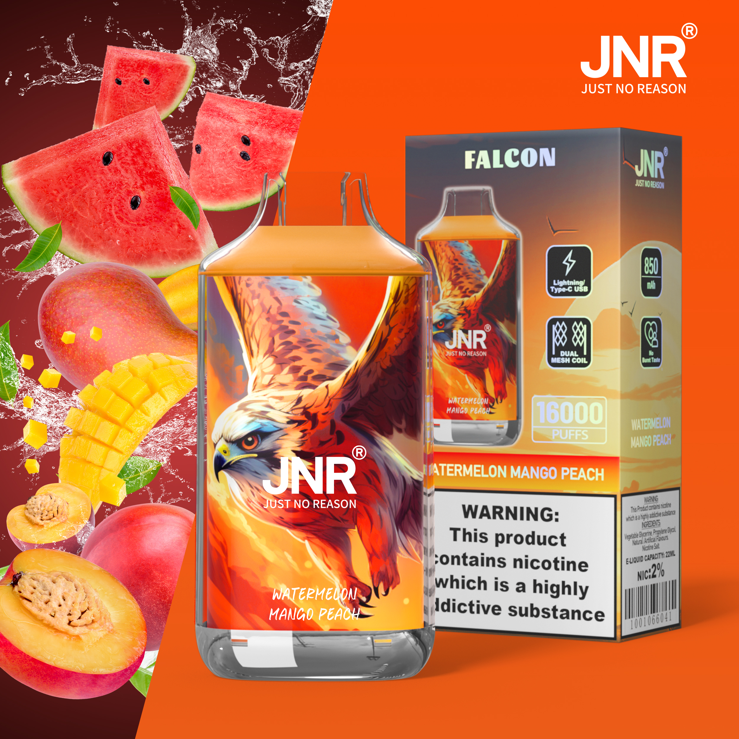 JNR Falcon 16000 Watermelon Mango Peach
