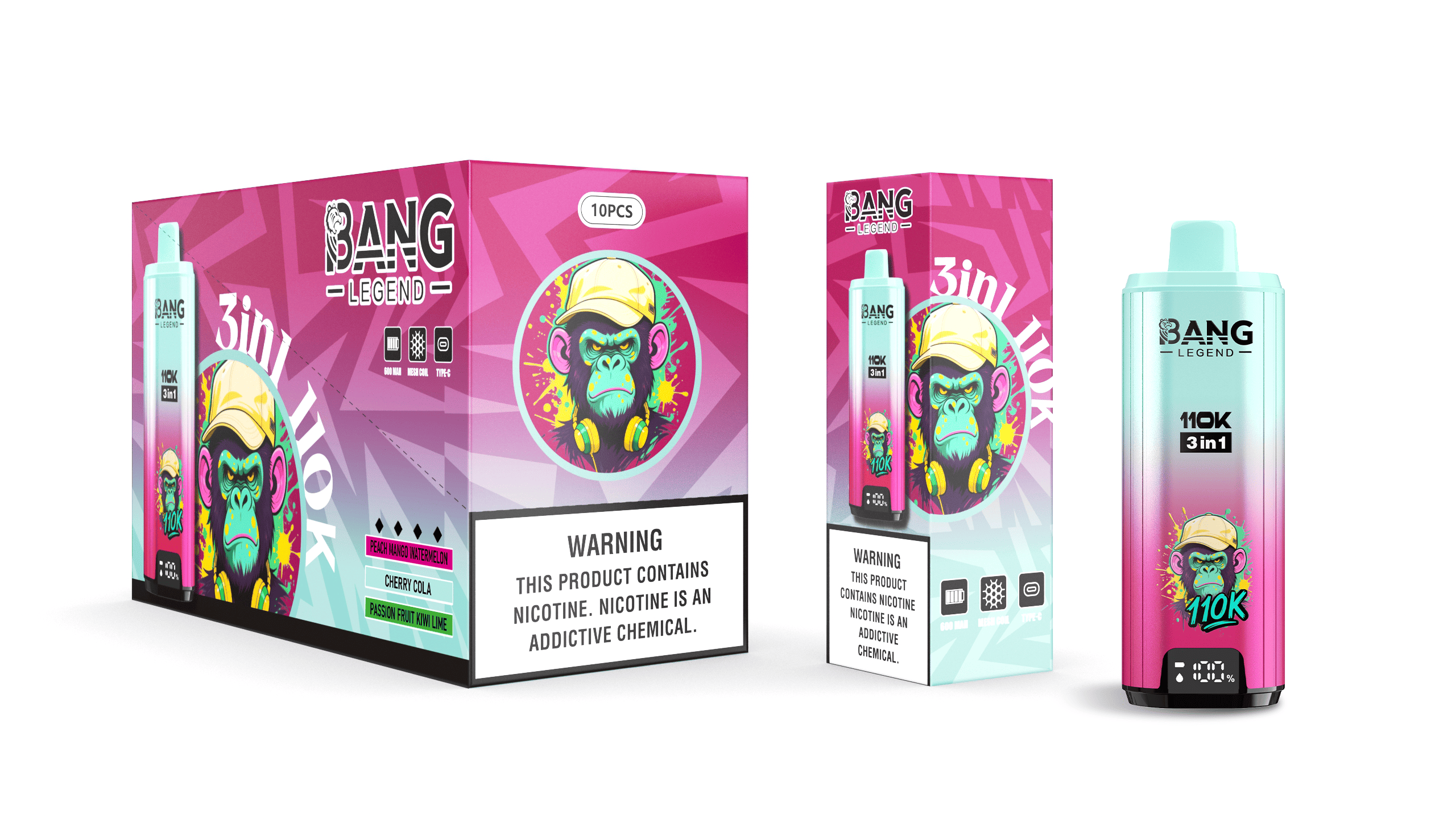 Bang Legend 110k Peach Mango Watermelon/Cherry Cola/Passionfruit Kiwi Lime
