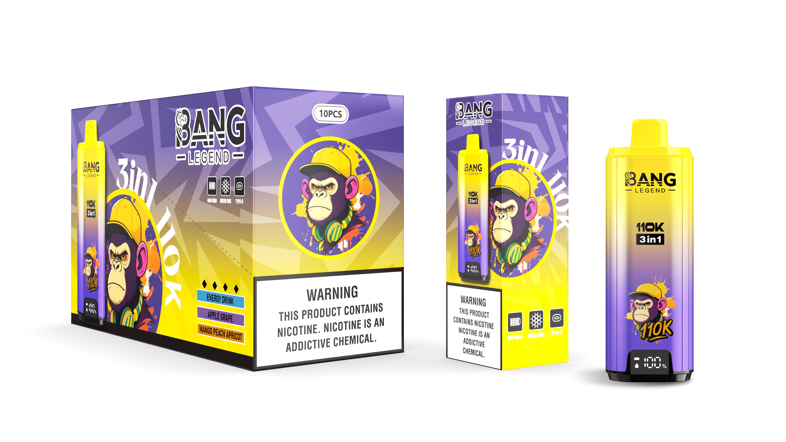 Bang Legend 110k Energy Drink/Apple Grape/Mango Peach Apricot