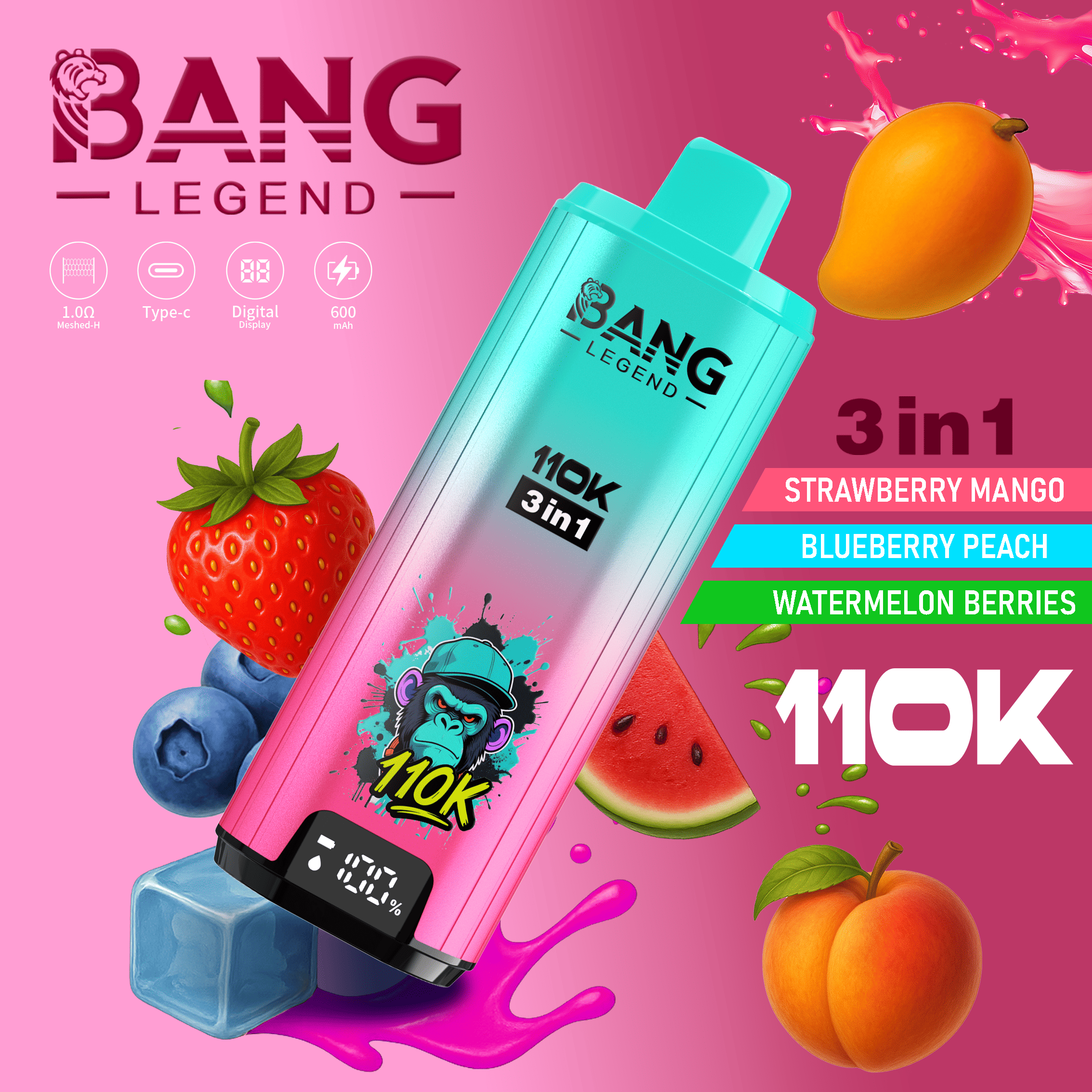 Bang Legend 110k Strawberry Mango/Blueberry Peach/Watermelon Berries