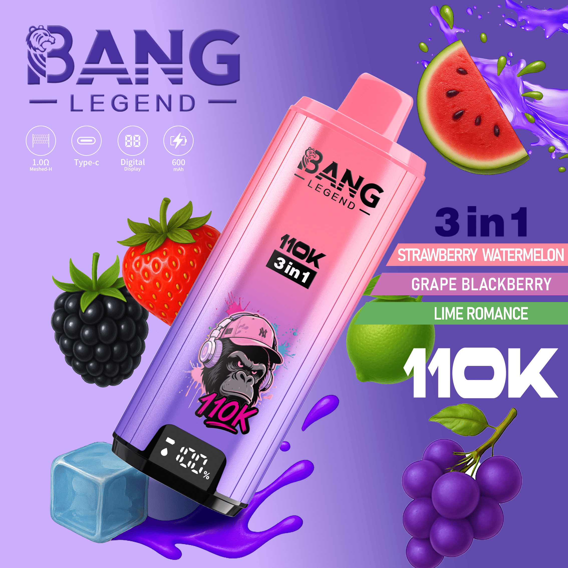 Bang Legend 110k Strawberry Watermelon/Grapes Blackberry/Lime Romance