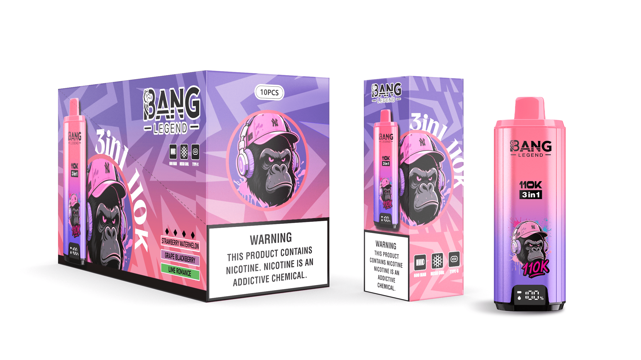 Bang Legend 110k Strawberry Watermelon/Grapes Blackberry/Lime Romance