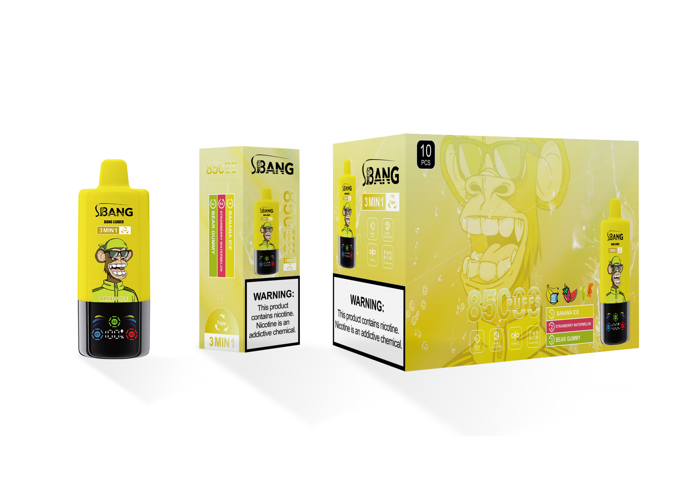 Bang Leader 85000 Banana Ice/Strawberry Watermelon/Bear Gummy