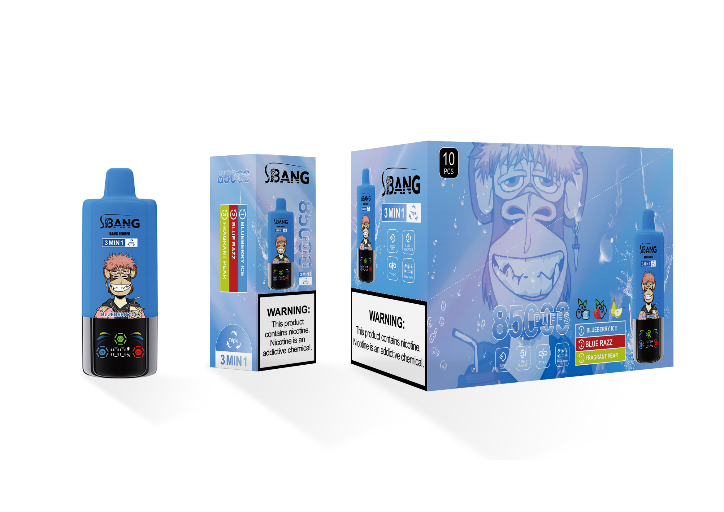 Bang Leader 85000 Blueberry Ice/Blue Raz/Fragrant Pear