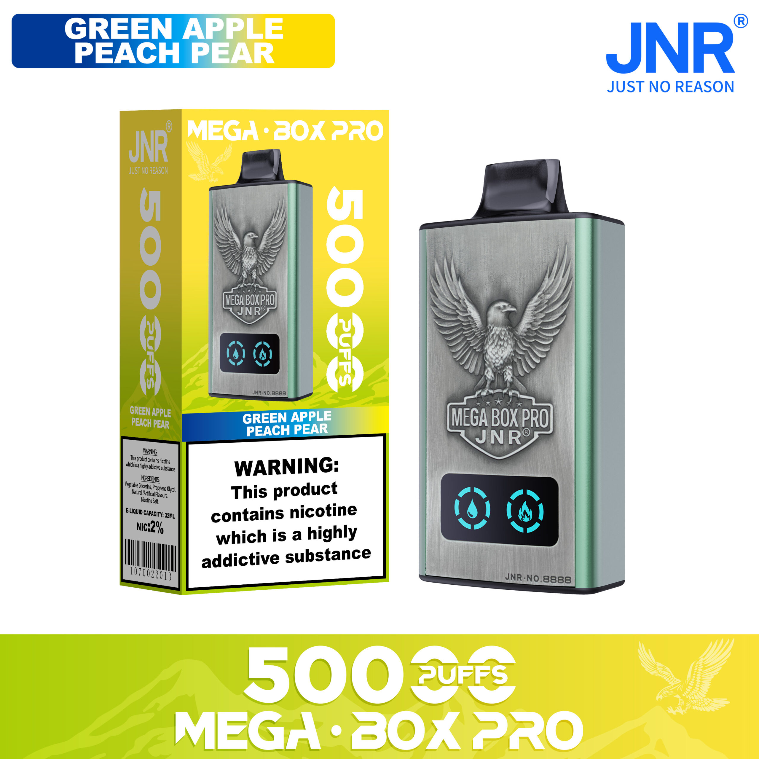 JNR Mega Box Pro 50000 Green Apple Peach Pear