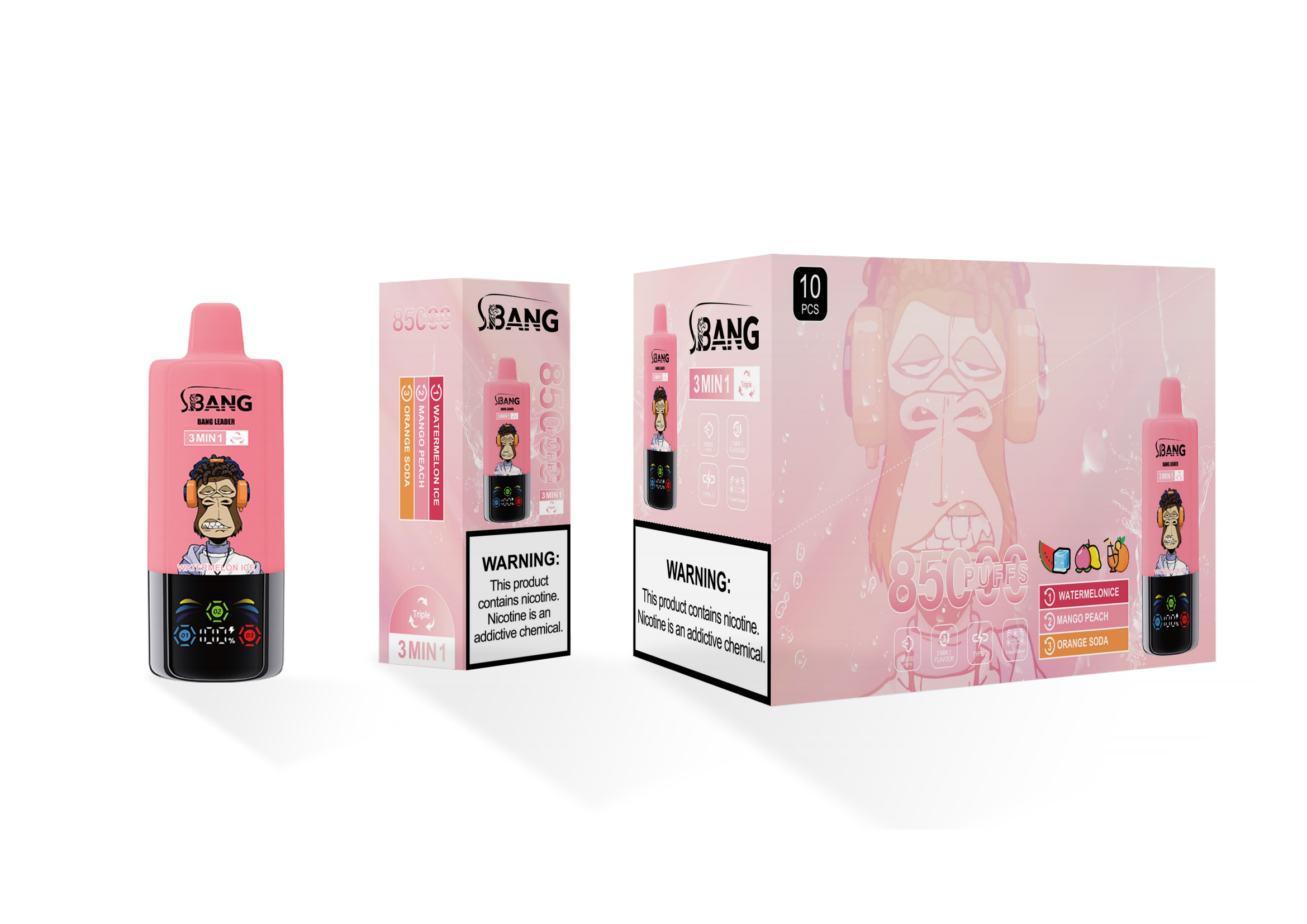 Bang Leader 85000 Watermelon Ice/Mango Peach/Orange Soda