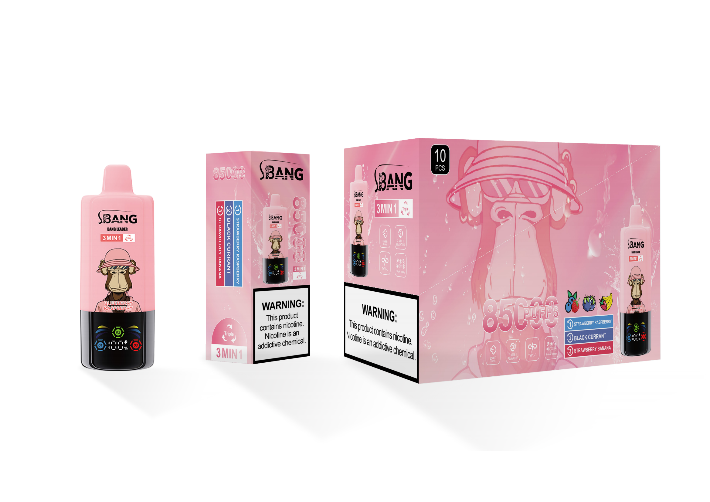 Bang Leader 85000 Strawberry Raspberry/Black Currant/Strawberry Banana