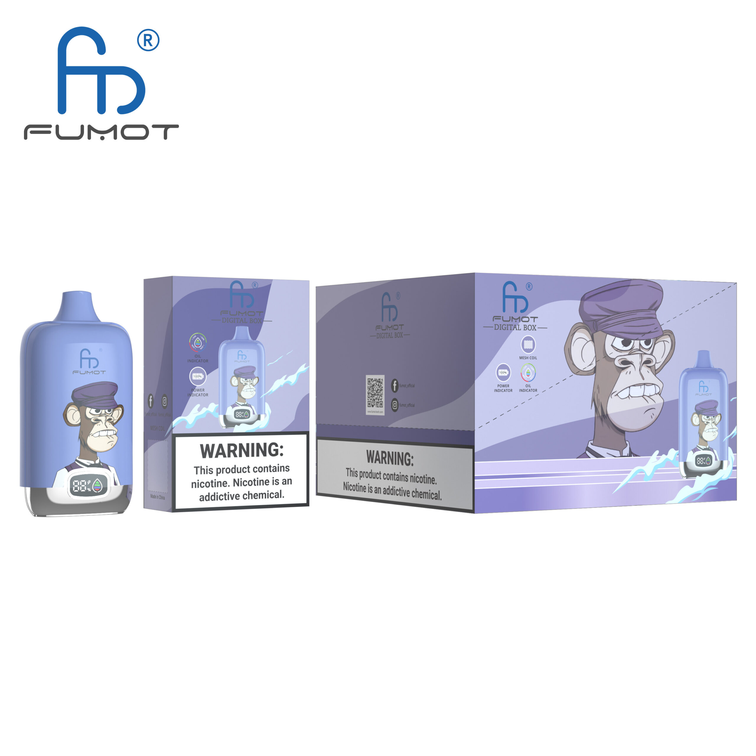 Fumot Digital Box 12000 Blue Razz Lemonade – Bild 3