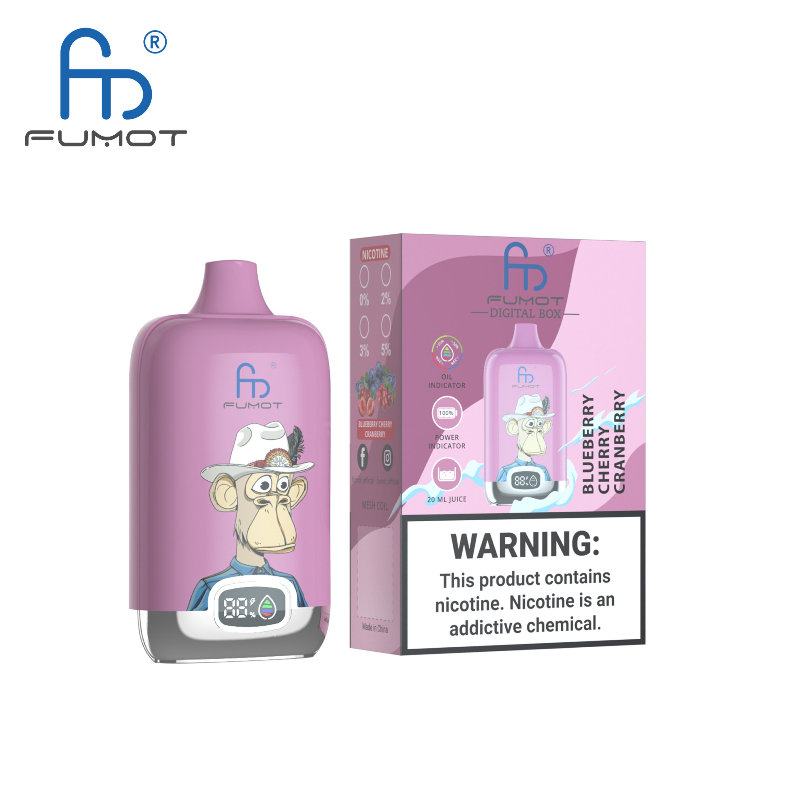 Fumot Digital Box 12000 Blueberry Cherry Cranberry – Bild 2