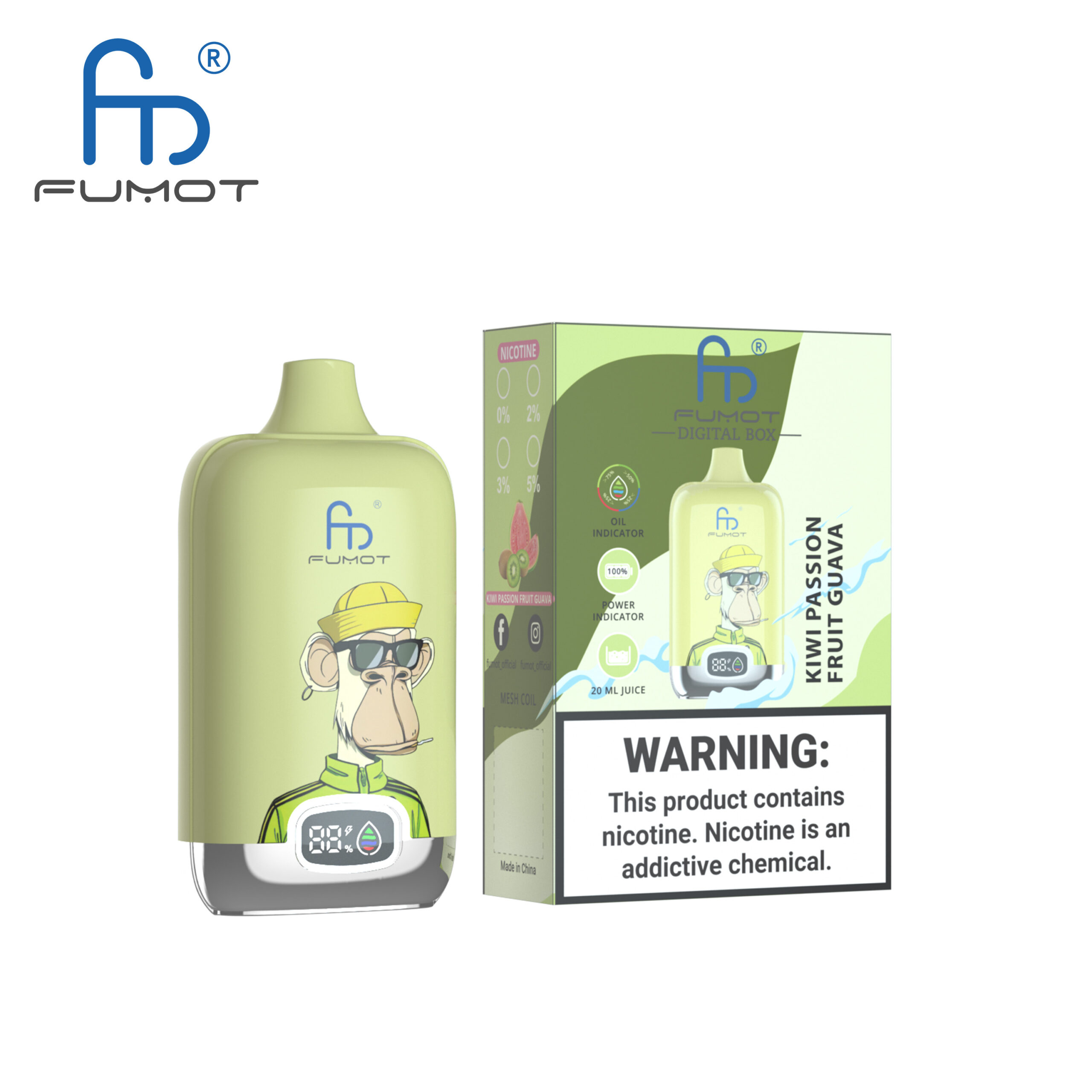 Fumot Digital Box 12000 Kiwi Passion Fruit Guava – Bild 2