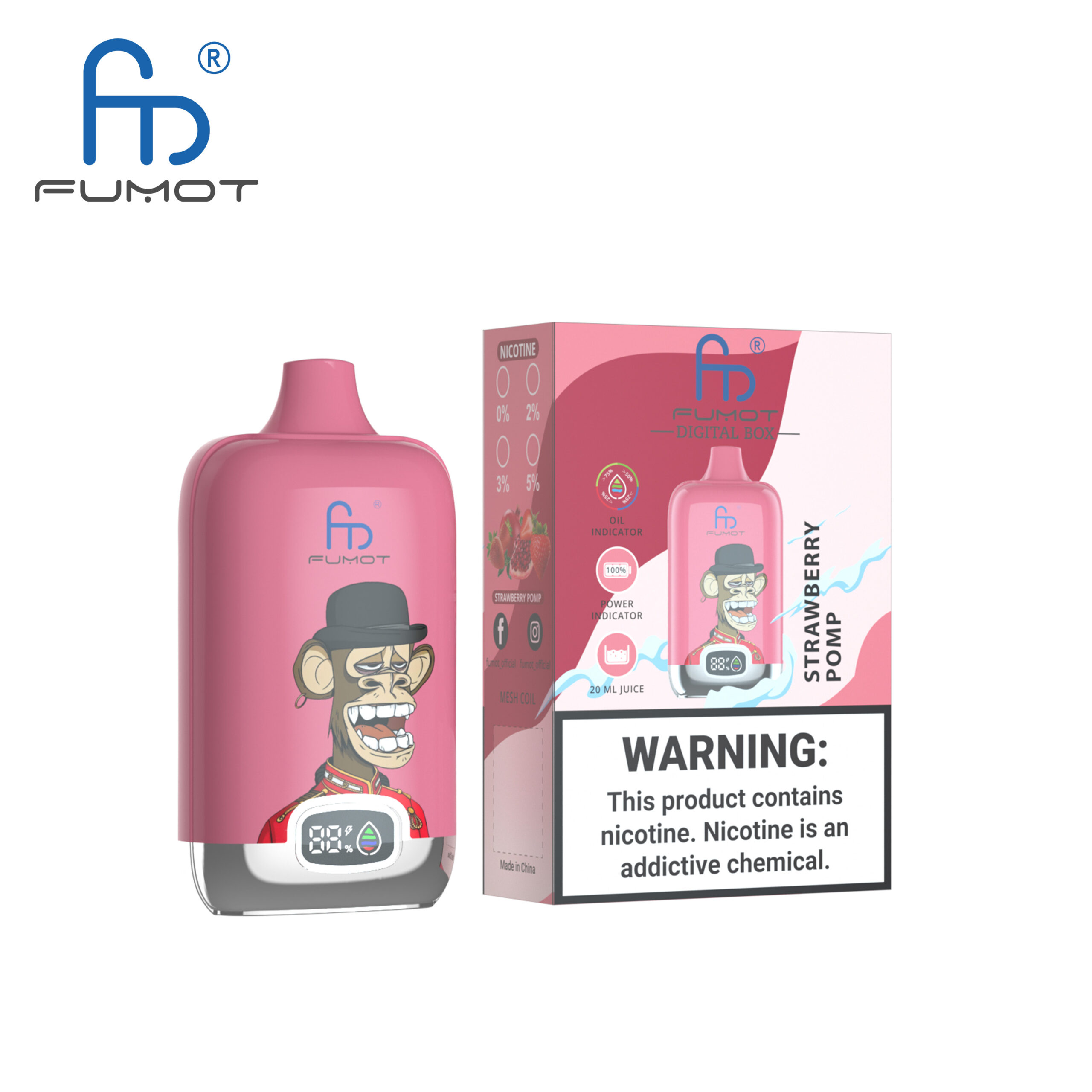 Fumot Digital Box 12000 Strawberry Pomp – Bild 2