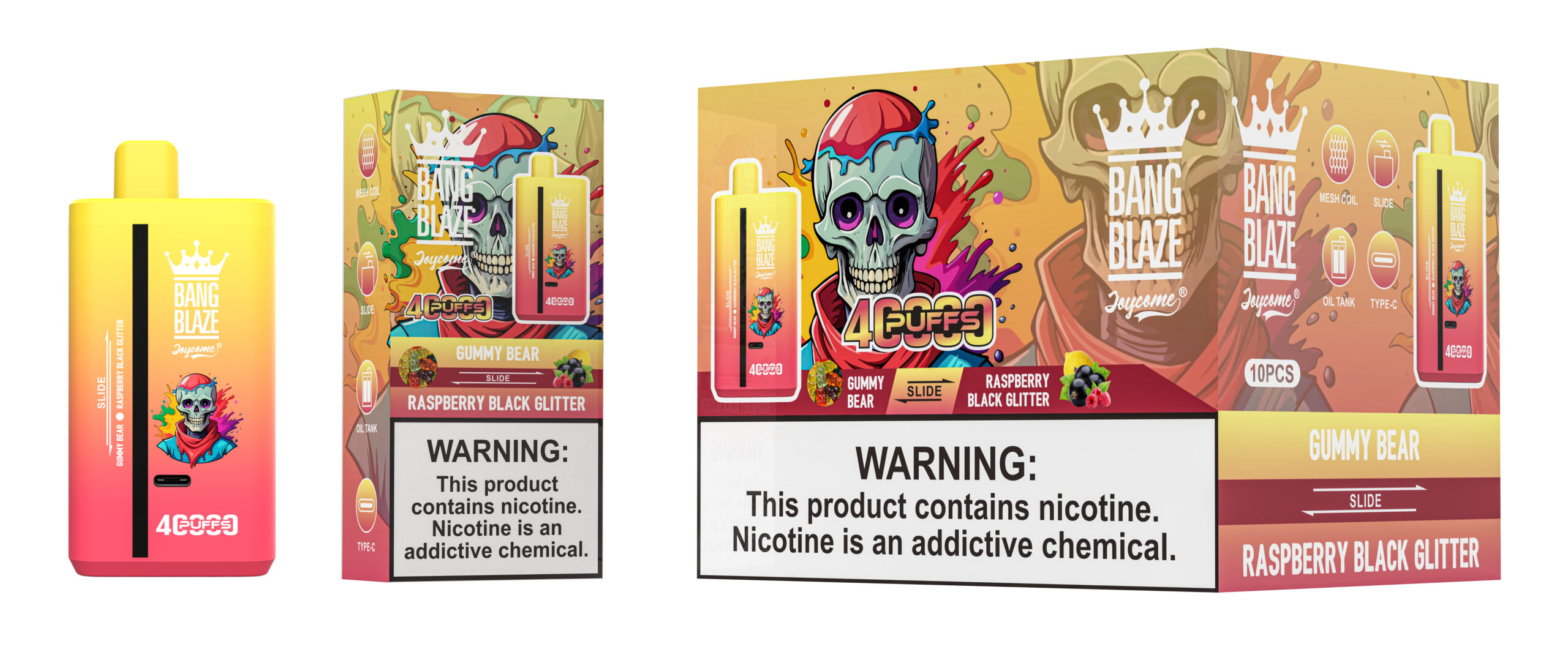 Bang Blaze 40000 Gummy Bear/Raspberry Black Glitter