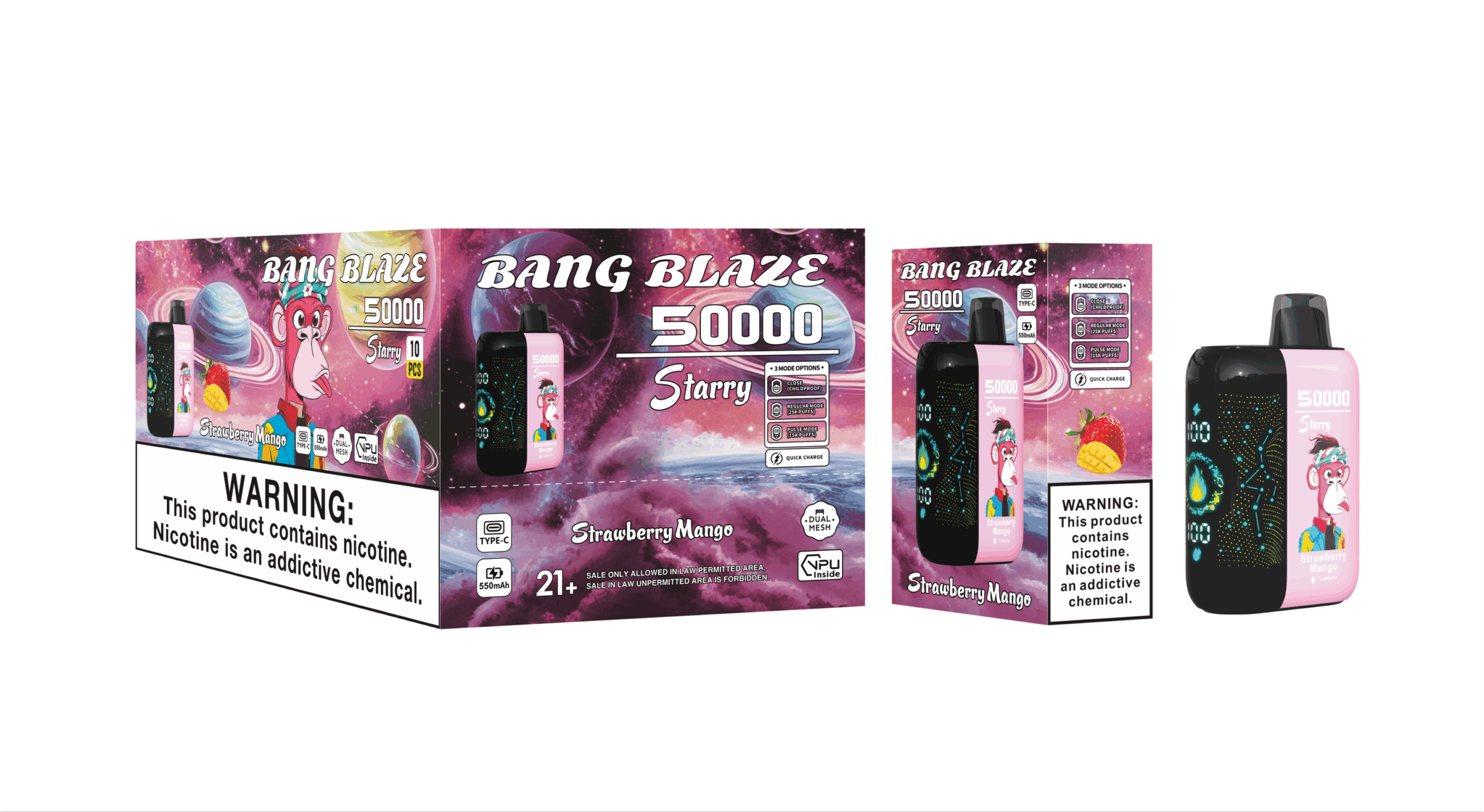 Bang Blaze Starry 50000 Strawberry Mango – Bild 3