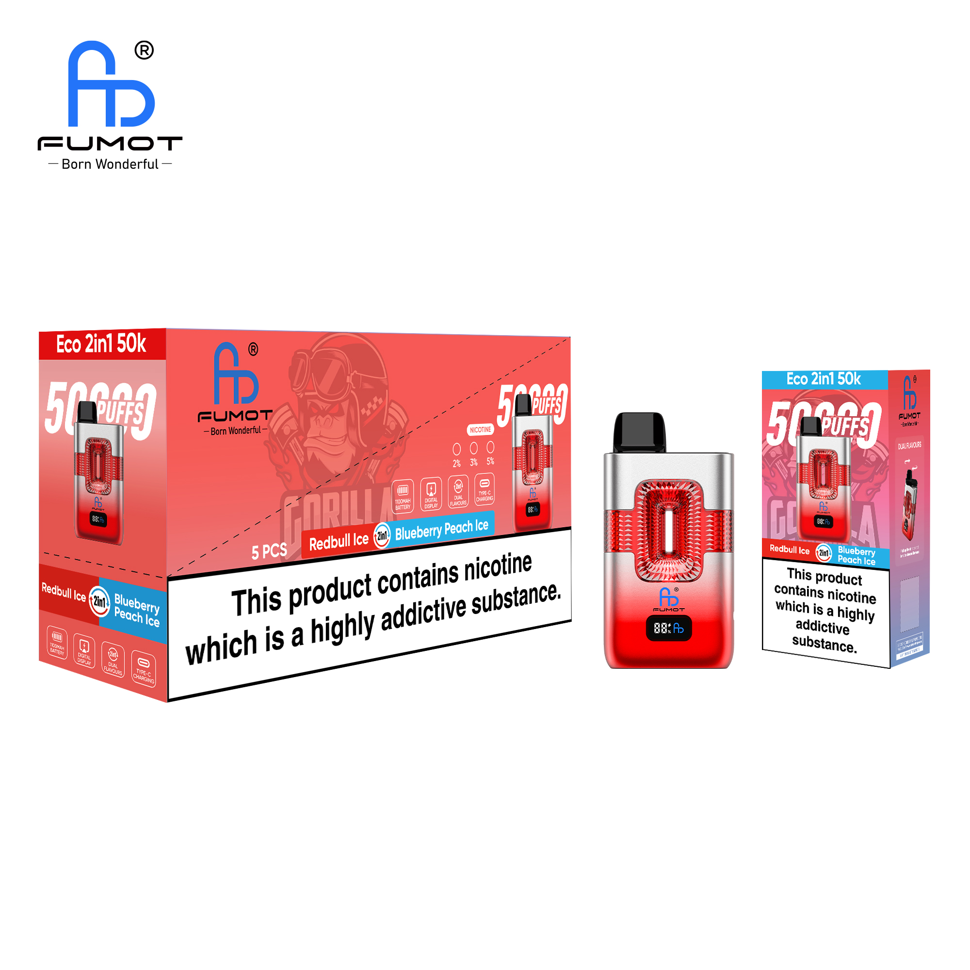 Fumot ECO 2in1 50K Redbull Ice/Blueberry Peach Ice Einweg-Vape kaufen